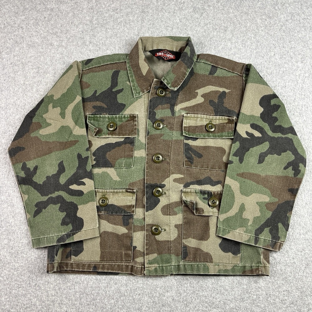 Tru-Spec Camouflage Jacket Kids XS Green Woodland Camo Utility Coat